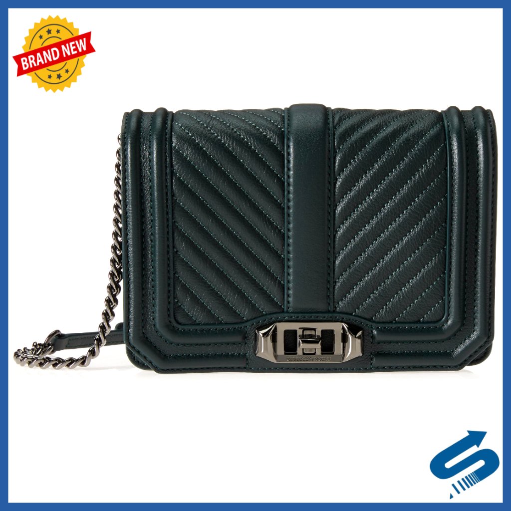 Quilted Leather Crossbody Bag With Chain Strap And Turn Lock Closure